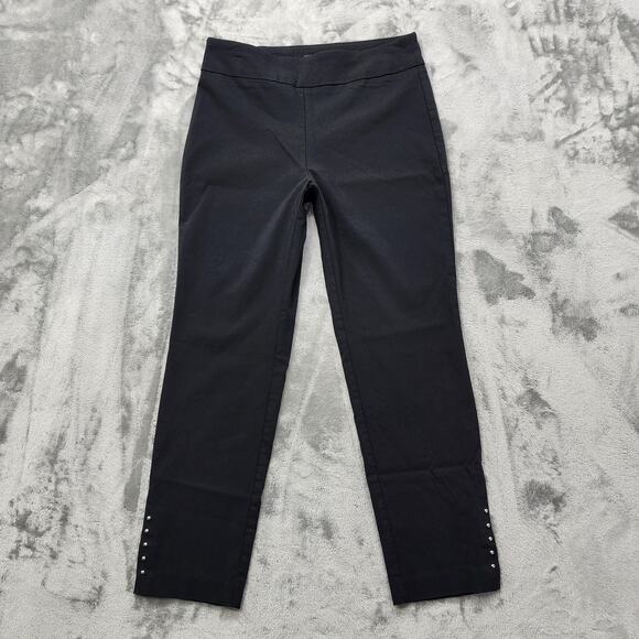 Counterparts Pants - Counterparts Pants Women 8 Black High Rise Pull On Skinny Studded Slit Hem Ankle